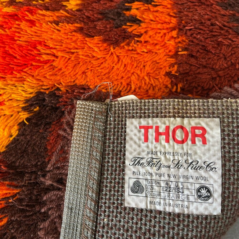 70's THOR Rorschach Bold Geometry Contemporary UNUSED Brown Rya Rug Mid Century - Picture 9 of 9